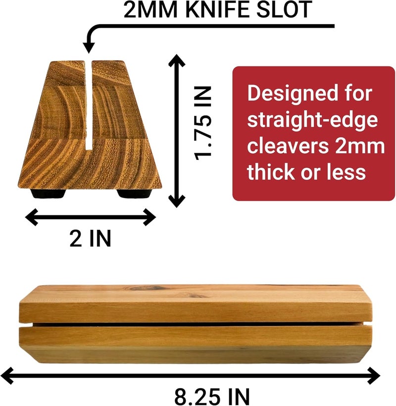 Nomware Cleaver Stand | 8.25-inch wood vegetable cleaver knife storage block (Teak, 2mm) - Image 2